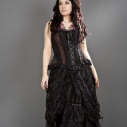 Brokat-Corsage "Jasmin", schwarz/rot