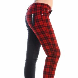Tartan-Black Jeans, schwarz/rot