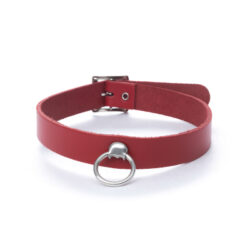 Leder-Choker mit Ring, rot