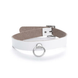 Leder-Choker mit Ring, weiß