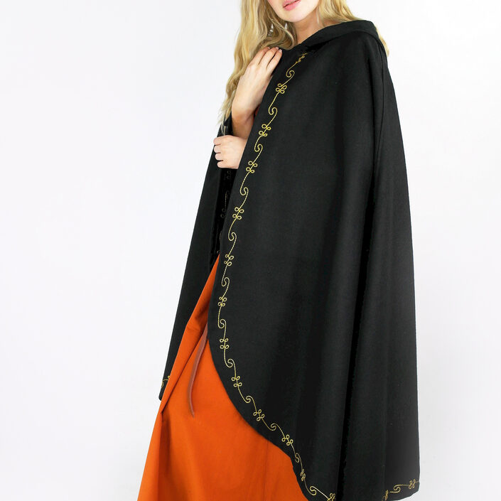 Mittelalter Wollumhang, schwarz