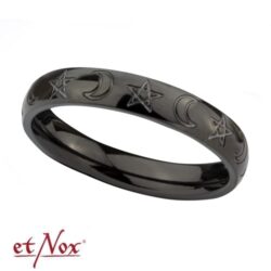 Edelstahlring Mond & Pentagramm