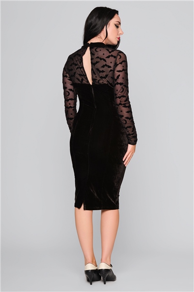 Rooey Bat Mesh Velvet Pencil Dress – Bild 2