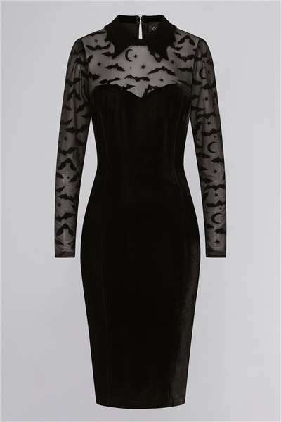 Rooey Bat Mesh Velvet Pencil Dress – Bild 3