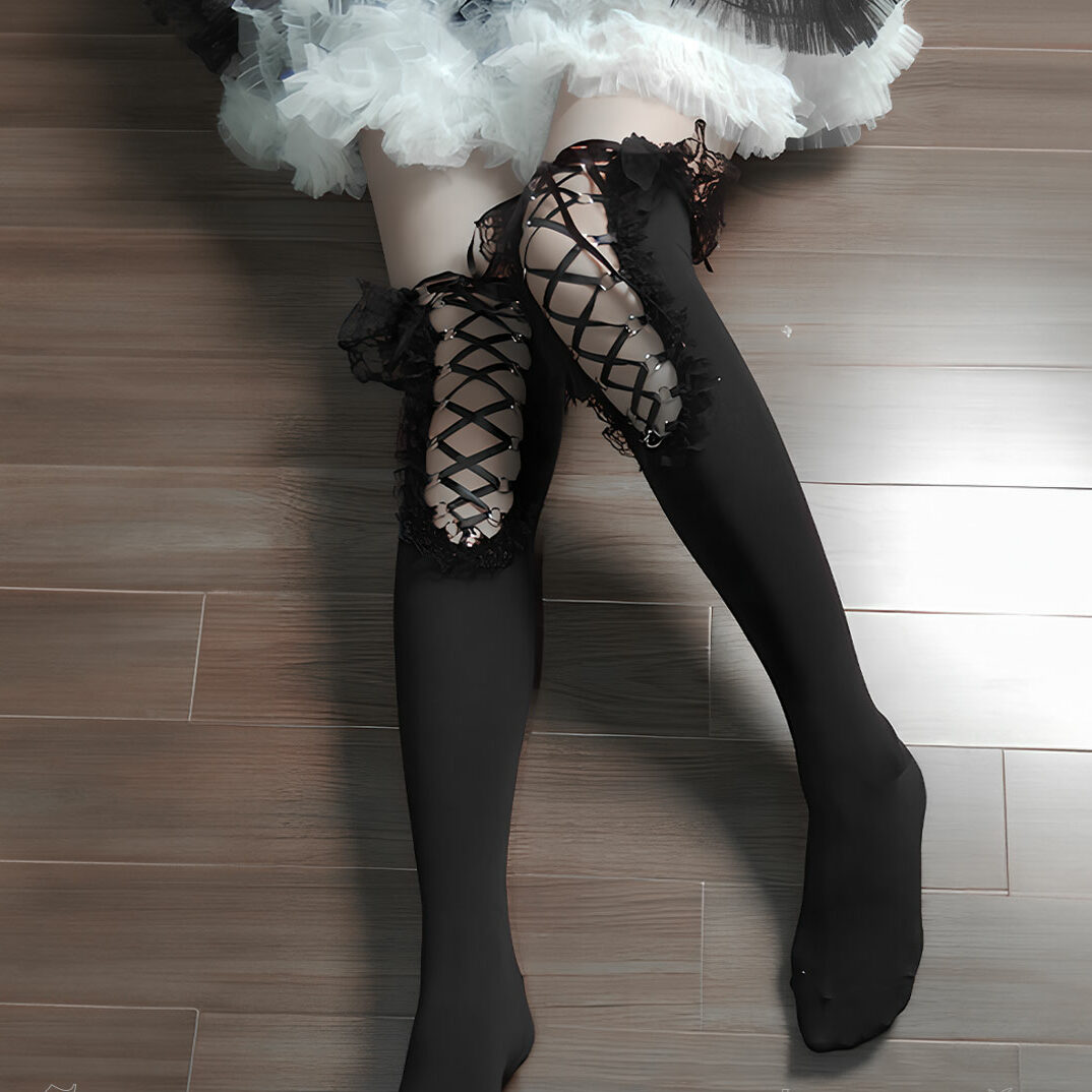 Gothic Doll Black Socks