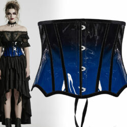 Lack-Unterbrustcorsage, schwarz/blau