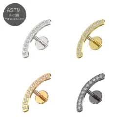 Titan Labret mit Push Fit Stecker & 11 Kristallen