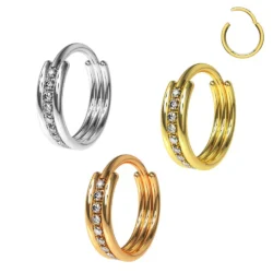 Clicker Piercingring "Crystal"