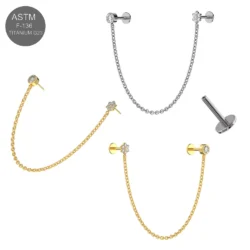 Titan Labrets mit Push Fit Steckern "Flower & Crystal"