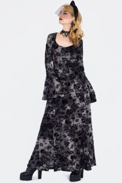 Flocked Skull Maxi Dress