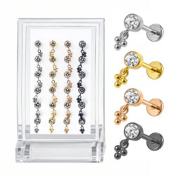 Titan Labret mit Push Fit Stecker "Dangling Balls"
