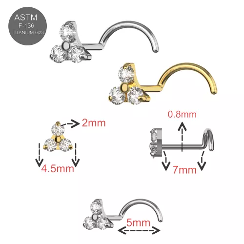 Titan Nasenstecker "Triple Stone" – Bild 2