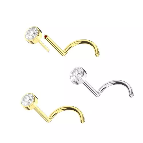 Titan Nasenstecker "Kristall", Push Fit