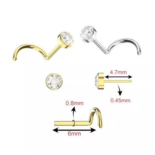 Titan Nasenstecker "Kristall", Push Fit – Bild 2