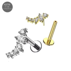 Titan Labret mit Push Fit Stecker "Marquise Stone"