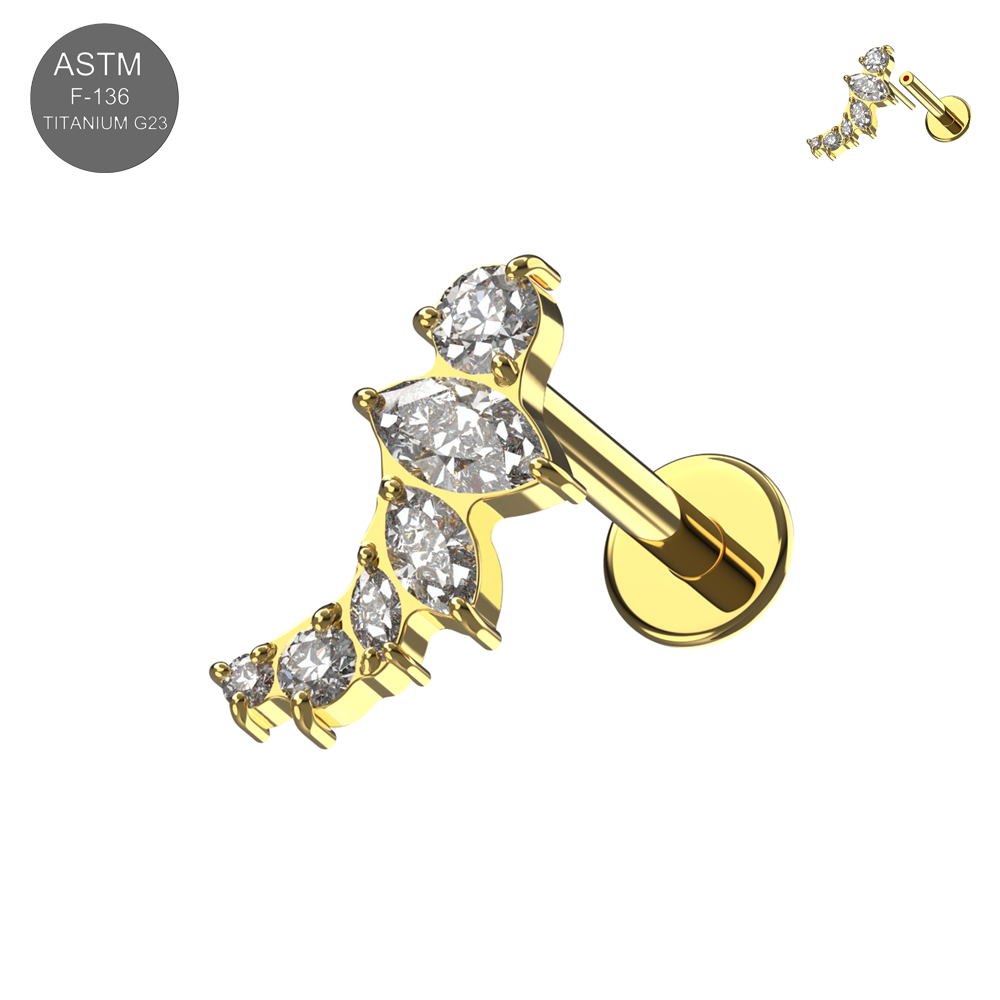 Titan Labret mit Push Fit Stecker "Marquise Stone" – Bild 3