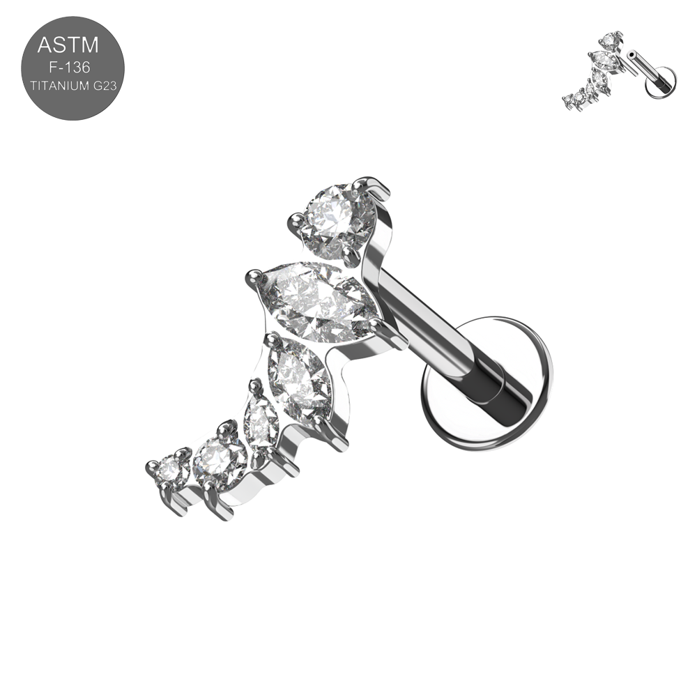Titan Labret mit Push Fit Stecker "Marquise Stone" – Bild 2