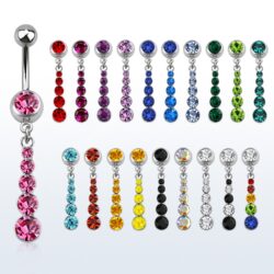 Bauchnabelpiercing "Kristallkette", Chirurgenstahl 316L - 10, weiß