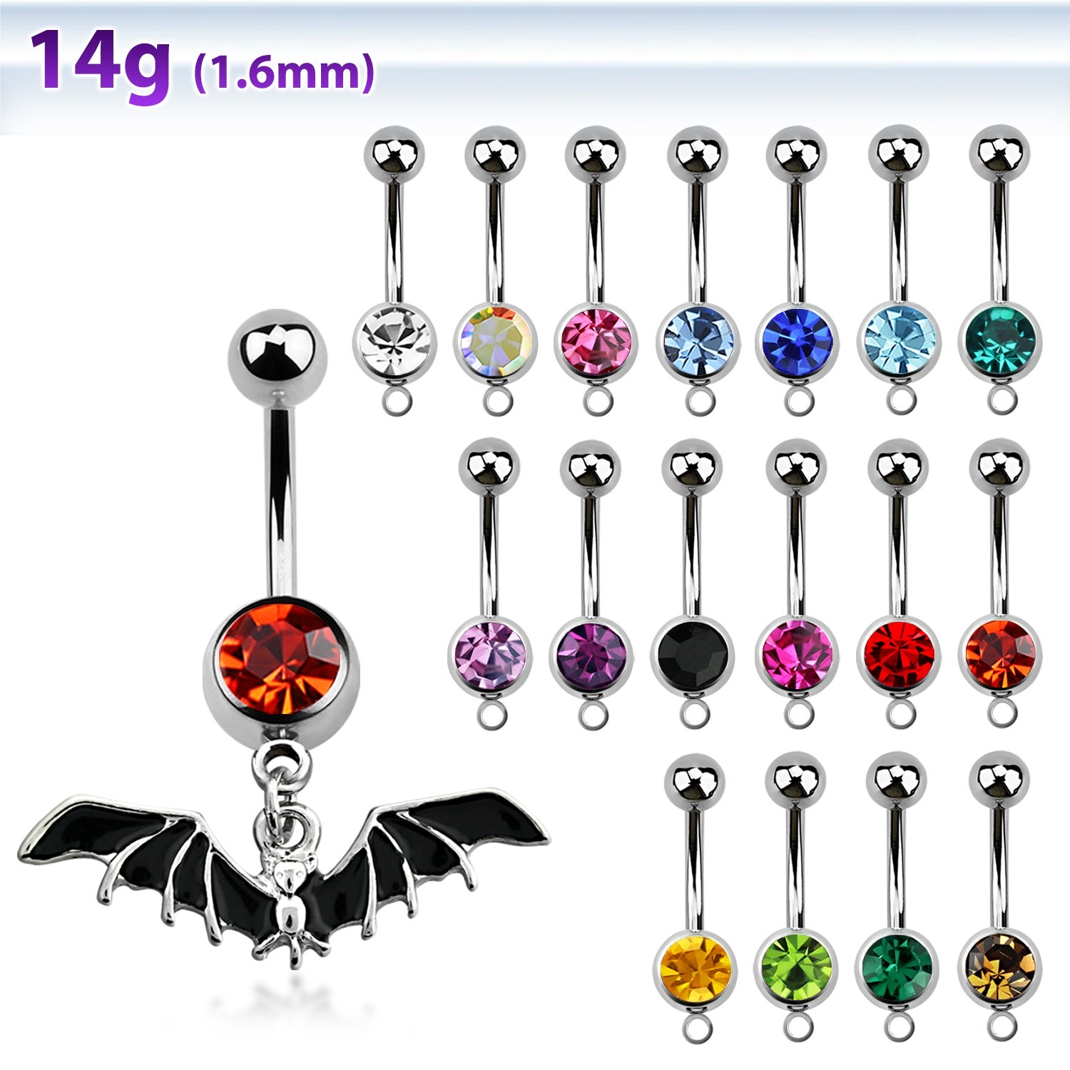 Bauchnabelpiercing "Fledermaus", Chirurgenstahl 316L