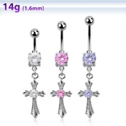 Bauchnabelpiercing "Kreuz", Chirurgenstahl 316L