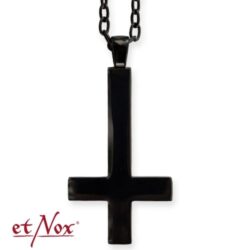 Edelstahlanhänger "Black Cross, upside down"
