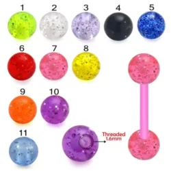 Zungenpiercing, UV-Acryl Bio Flex Barbell
