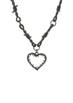 Edelstahl-Halskette "Barbed Wire Love", schwarz