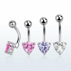Bauchnabelpiercing "Glitzerndes Herz", Chirurgenstahl 316L
