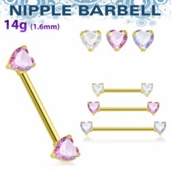 Brustwarzenpiercing "Herzkristall", Chirurgenstahl 316L