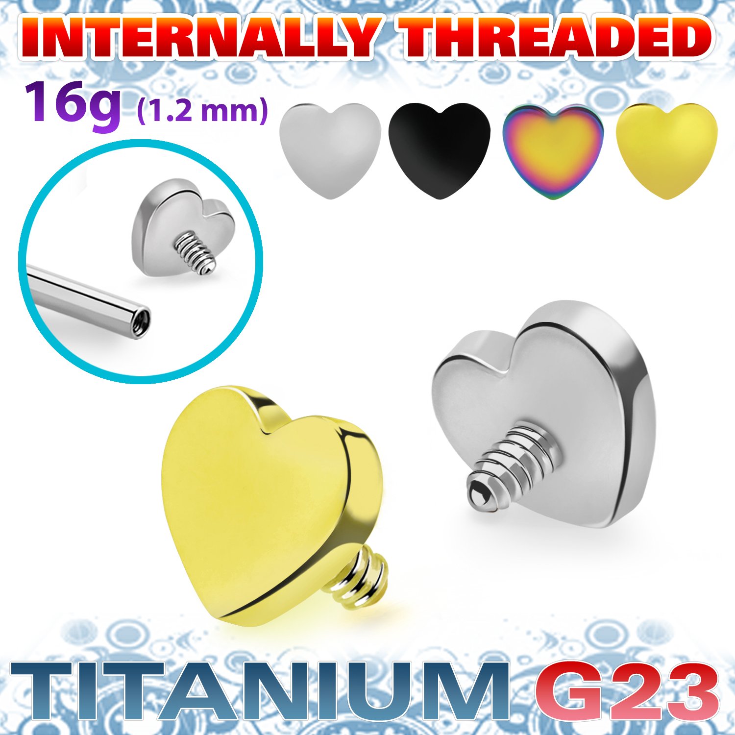Titan Labret mit Innengewinde "Herz"