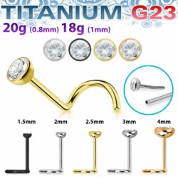 Titan Nasenstecker "Bezel-Set Cubic", Push Fit