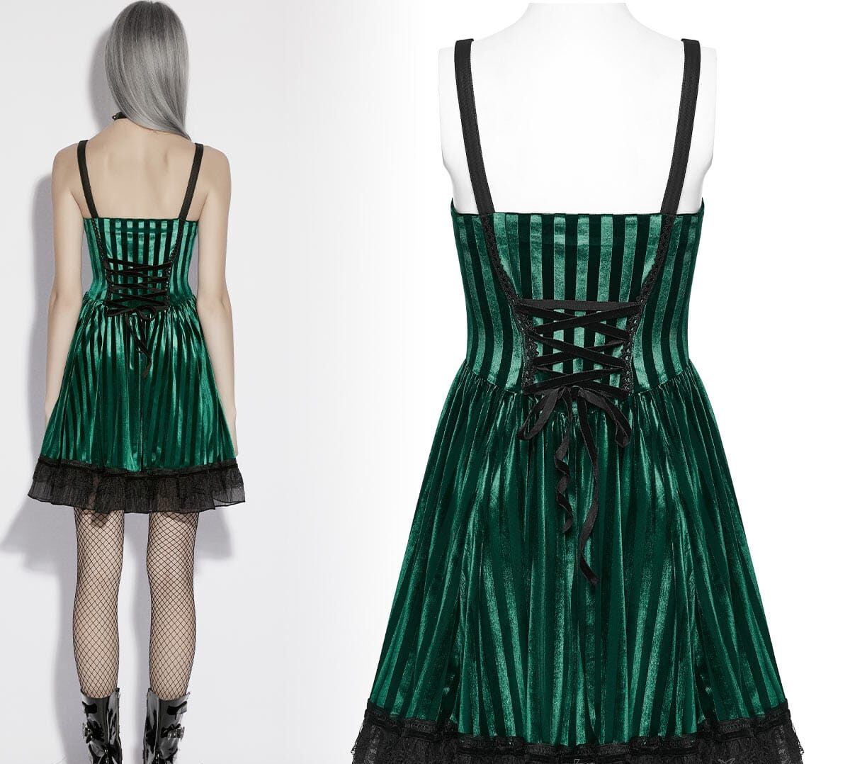 Marionette Green Velvet Dress – Bild 2