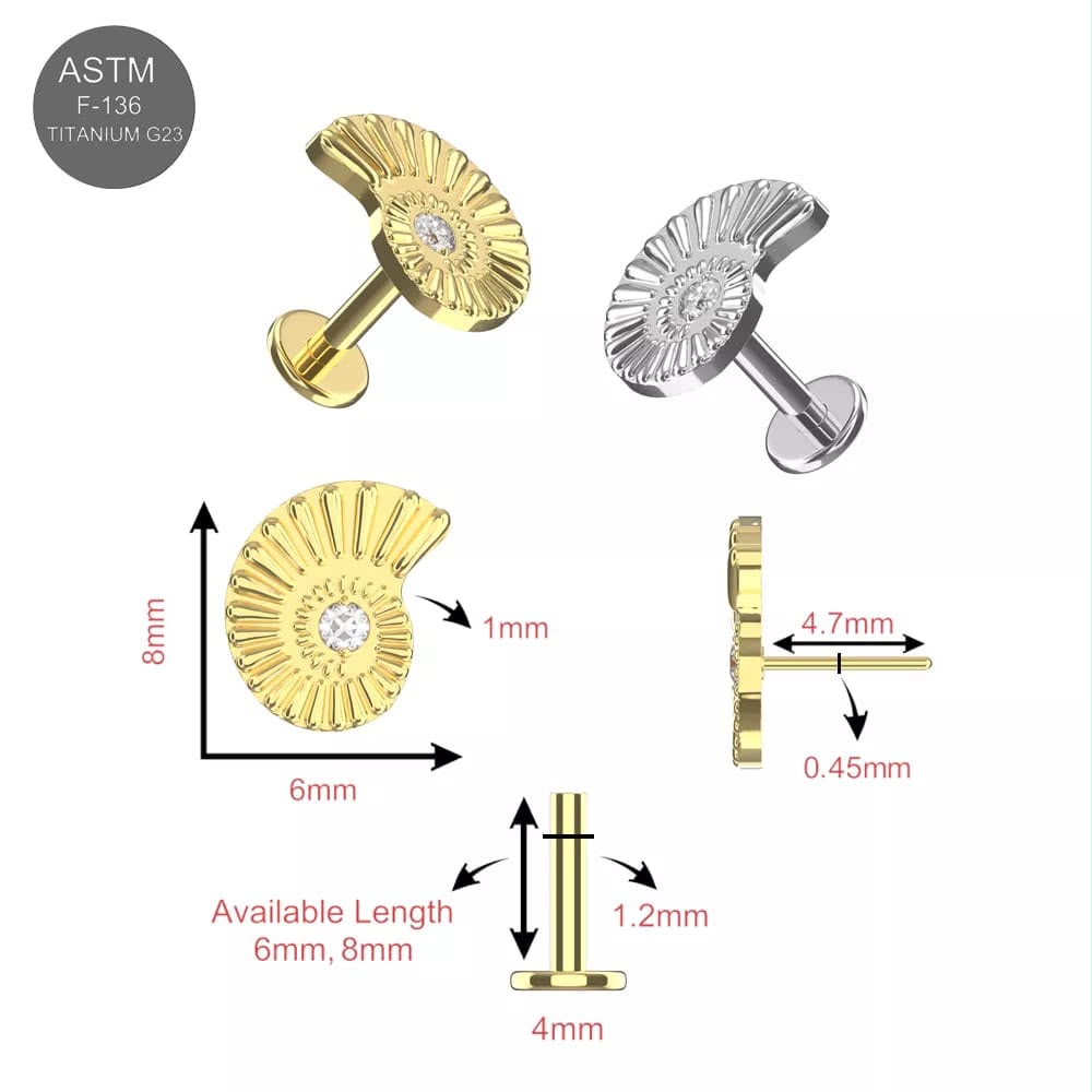 Piercingstecker "Nautilus", Titan – Bild 4
