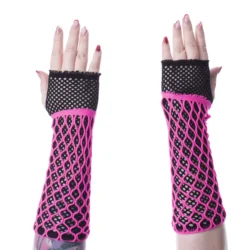 Lolita Netzstulpen, schwarz/pink
