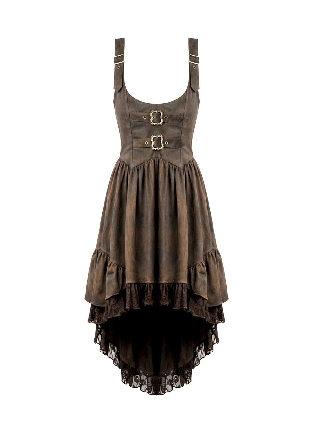 Steampunk Leather-Patchwork Minidress – Bild 2